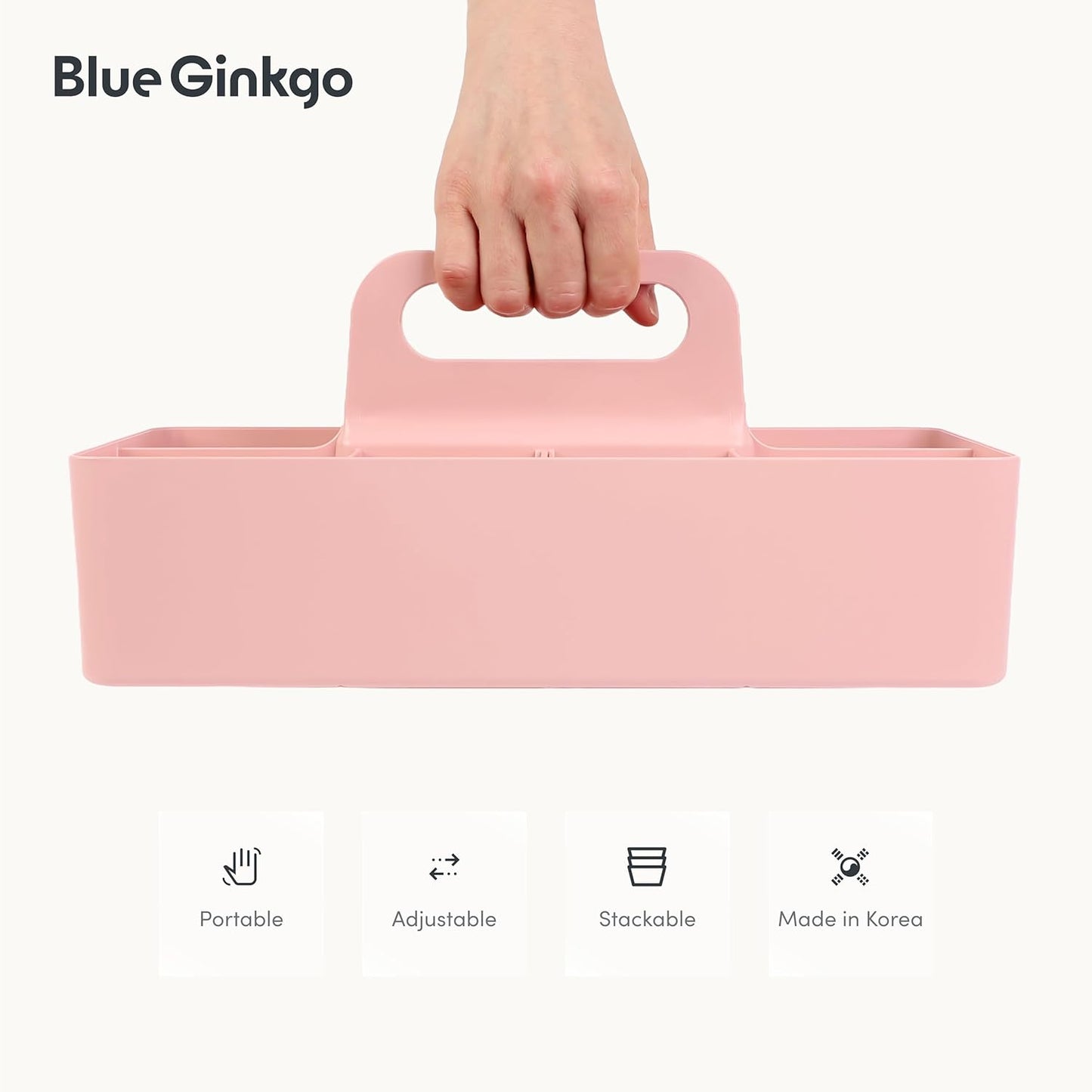 Stackable Organizer Caddy, Rectangle, Yellow, Made in Korea | Portable. Adjustable. Home, Office & School Storage.