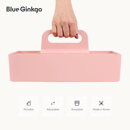 Stackable Organizer Caddy, Rectangle, Yellow, Made in Korea | Portable. Adjustable. Home, Office & School Storage.