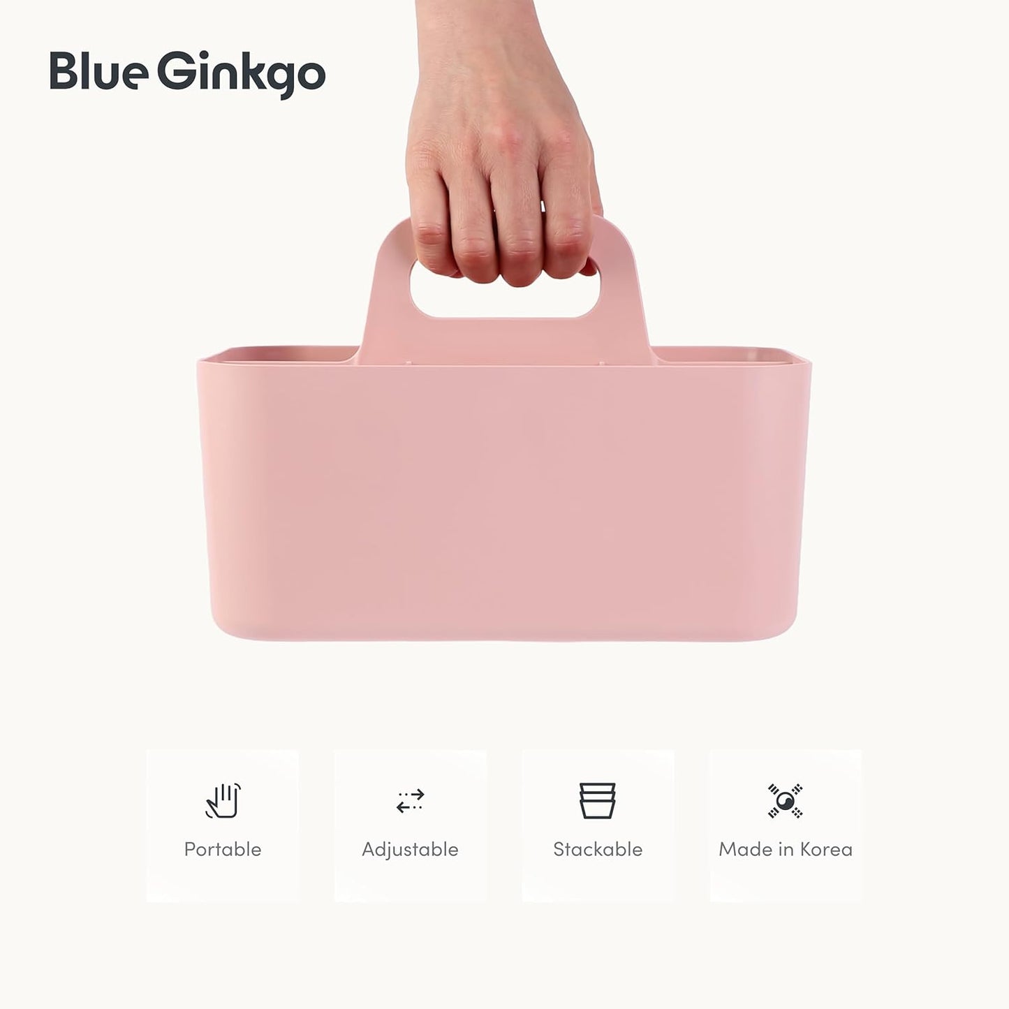 Stackable Organizer Caddy, Rectangle, Yellow, Made in Korea | Portable. Adjustable. Home, Office & School Storage.