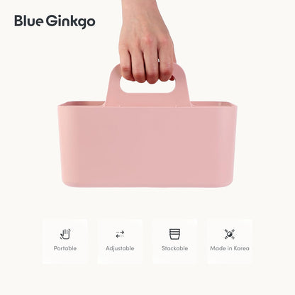 Stackable Organizer Caddy, Rectangle, Yellow, Made in Korea | Portable. Adjustable. Home, Office & School Storage.