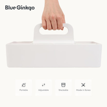 Stackable Organizer Caddy, Rectangle, Yellow, Made in Korea | Portable. Adjustable. Home, Office & School Storage.