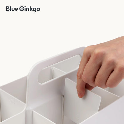 Stackable Organizer Caddy, Rectangle, Yellow, Made in Korea | Portable. Adjustable. Home, Office & School Storage.
