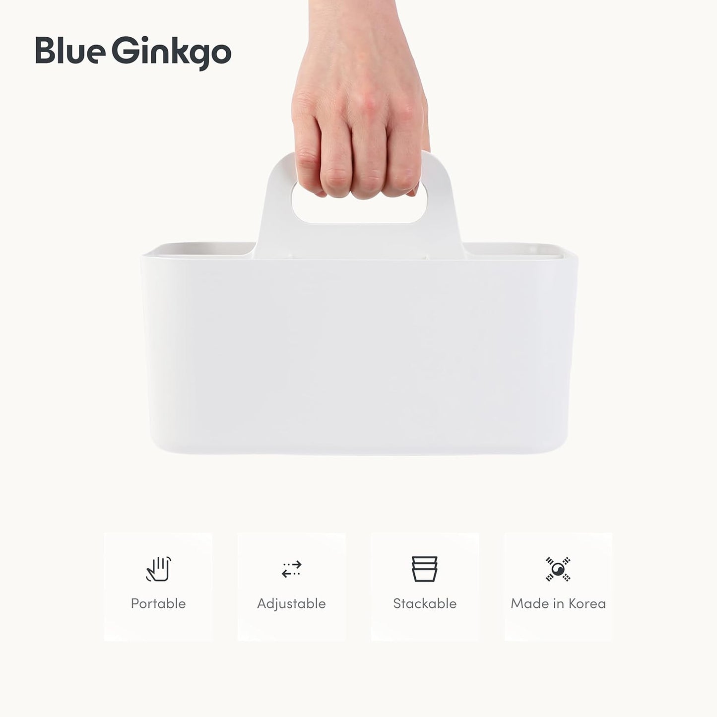 Stackable Organizer Caddy, Rectangle, Yellow, Made in Korea | Portable. Adjustable. Home, Office & School Storage.