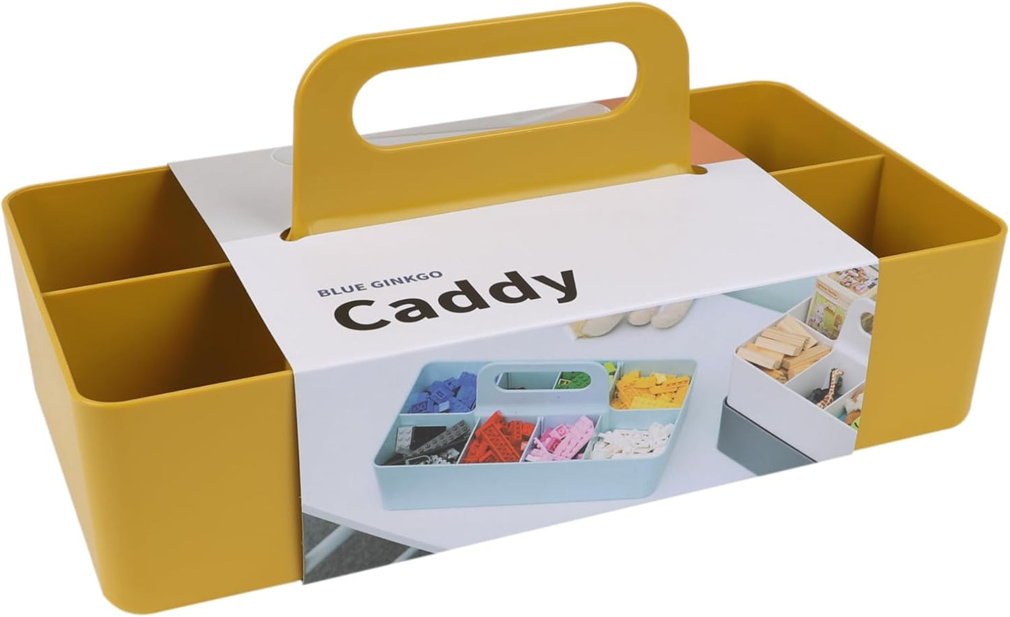 Stackable Organizer Caddy, Rectangle, Yellow, Made in Korea | Portable. Adjustable. Home, Office & School Storage.