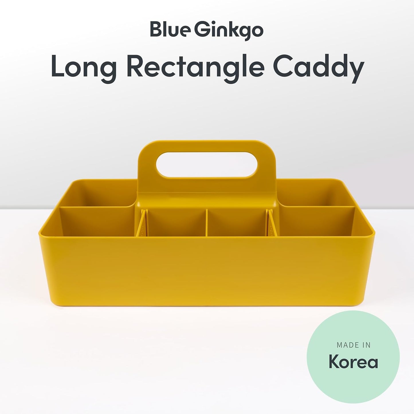 Stackable Organizer Caddy, Rectangle, Yellow, Made in Korea | Portable. Adjustable. Home, Office & School Storage.