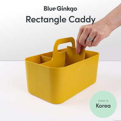 Stackable Organizer Caddy, Rectangle, Yellow, Made in Korea | Portable. Adjustable. Home, Office & School Storage.