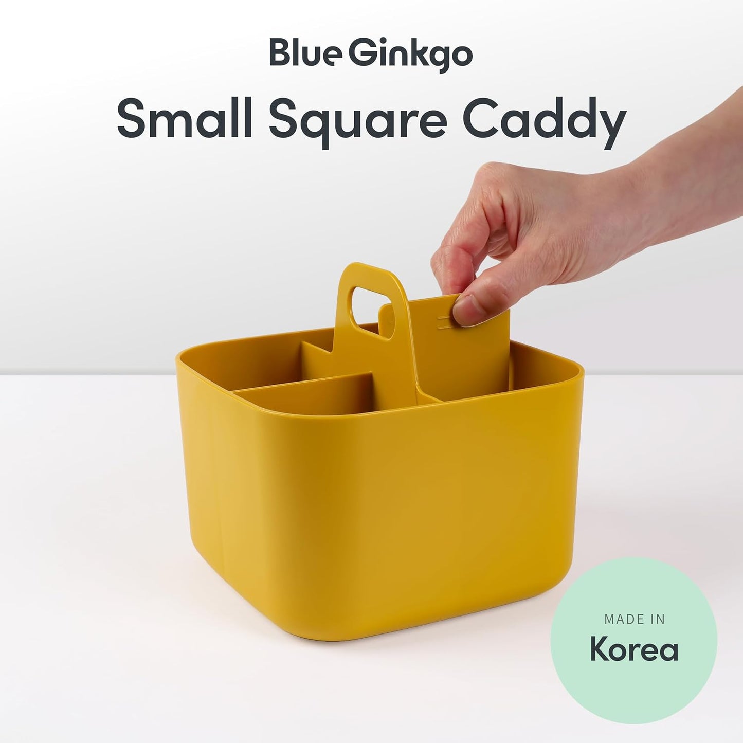 Stackable Organizer Caddy, Rectangle, Yellow, Made in Korea | Portable. Adjustable. Home, Office & School Storage.