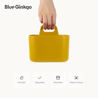 Stackable Organizer Caddy, Rectangle, Yellow, Made in Korea | Portable. Adjustable. Home, Office & School Storage.