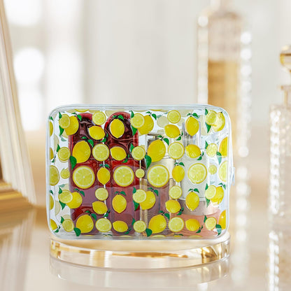 2PCS Lemon Transparent PVC Cosmetic Bag, Portable Waterproof Storage Bag Tsa Approved Toiletry Bag for Girls' Cosmetics and Toiletries. (Lemon Printing-2pcs, D1184-B033-4)