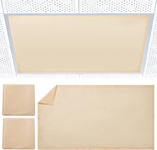 2pcs Fluorescent Light Covers - Light Covers for Ceiling Lights Classroom, Magnetic Light Filters for Office, Hospitals, Home 4 x 2 Feet (warm yellow)