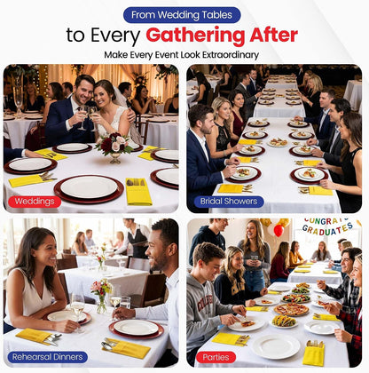 American Homestead Napkins with Pockets for Silverware, Linen-Feel Airlaid Paper, Prefolded 15.75 Inch Napkin with 8x4 Utensil Pocket, Perfect for Weddings and Everyday Dining, 50 Count Yellow