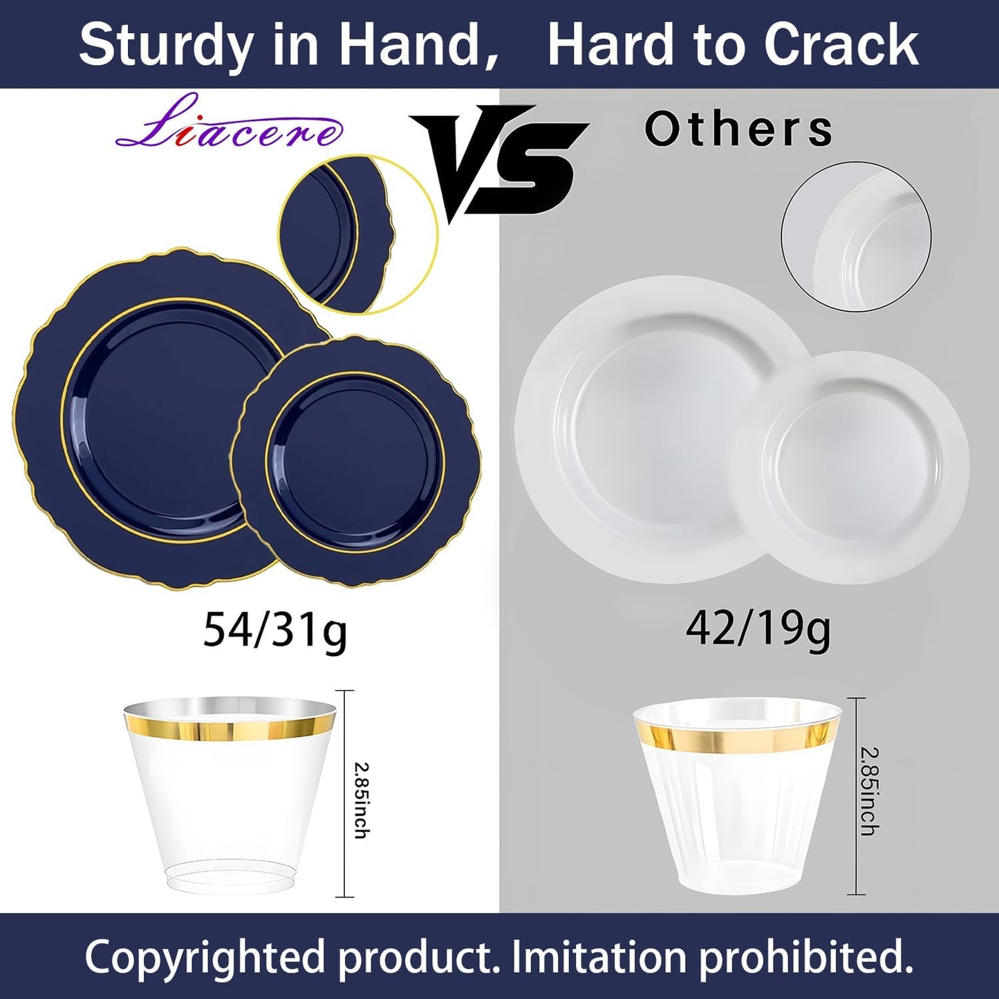 350PCS Yellow Plates - Yellow Disposable Plastic Plates With Gold Rim-50Guest Plastic Dinnerware include 100 Plates,50 Pack Pre Rolled Napkins with Silverware 50Cups for Wedding＆Party
