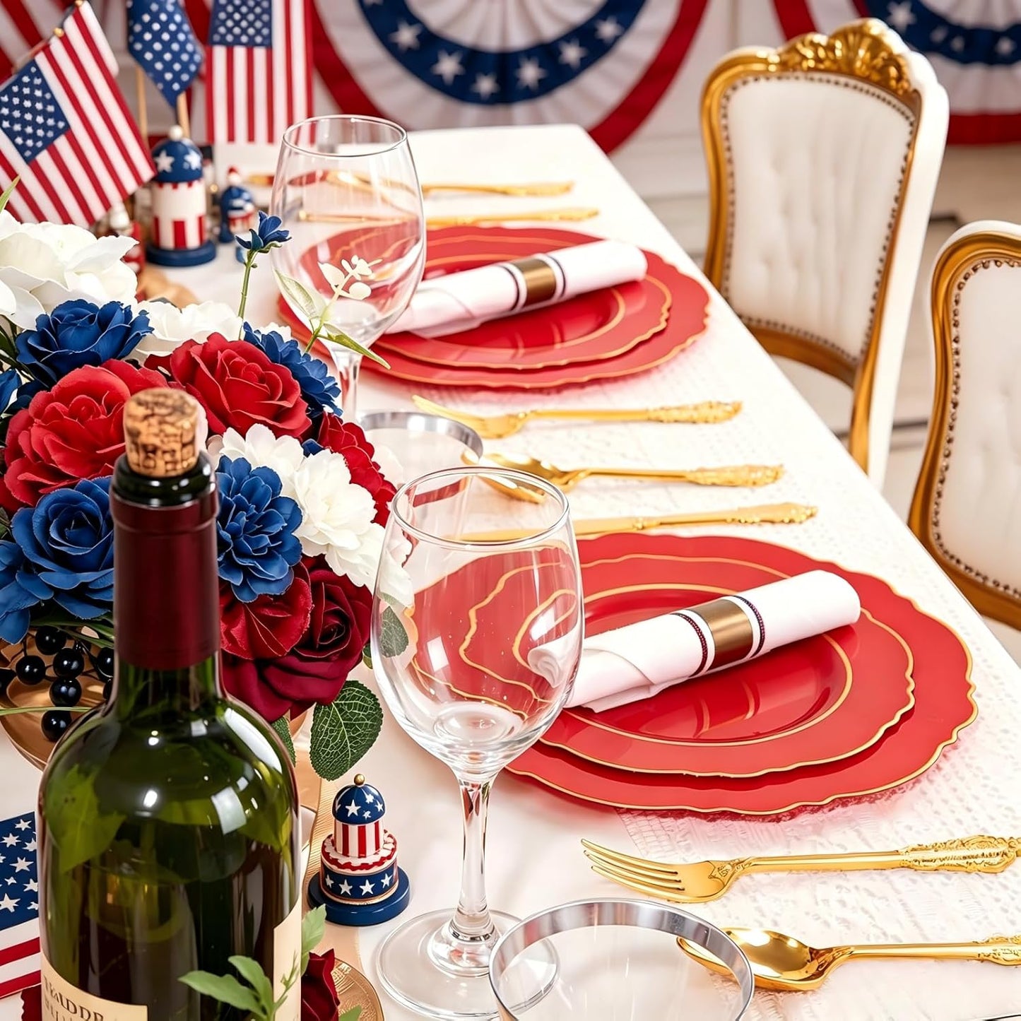 350PCS Yellow Plates - Yellow Disposable Plastic Plates With Gold Rim-50Guest Plastic Dinnerware include 100 Plates,50 Pack Pre Rolled Napkins with Silverware 50Cups for Wedding＆Party