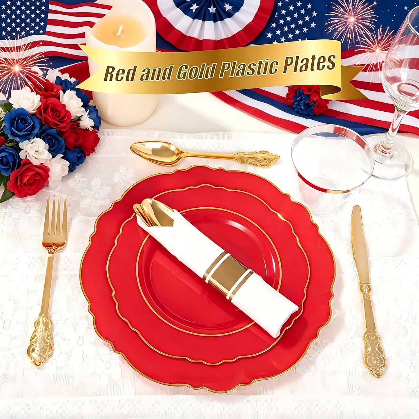 350PCS Yellow Plates - Yellow Disposable Plastic Plates With Gold Rim-50Guest Plastic Dinnerware include 100 Plates,50 Pack Pre Rolled Napkins with Silverware 50Cups for Wedding＆Party