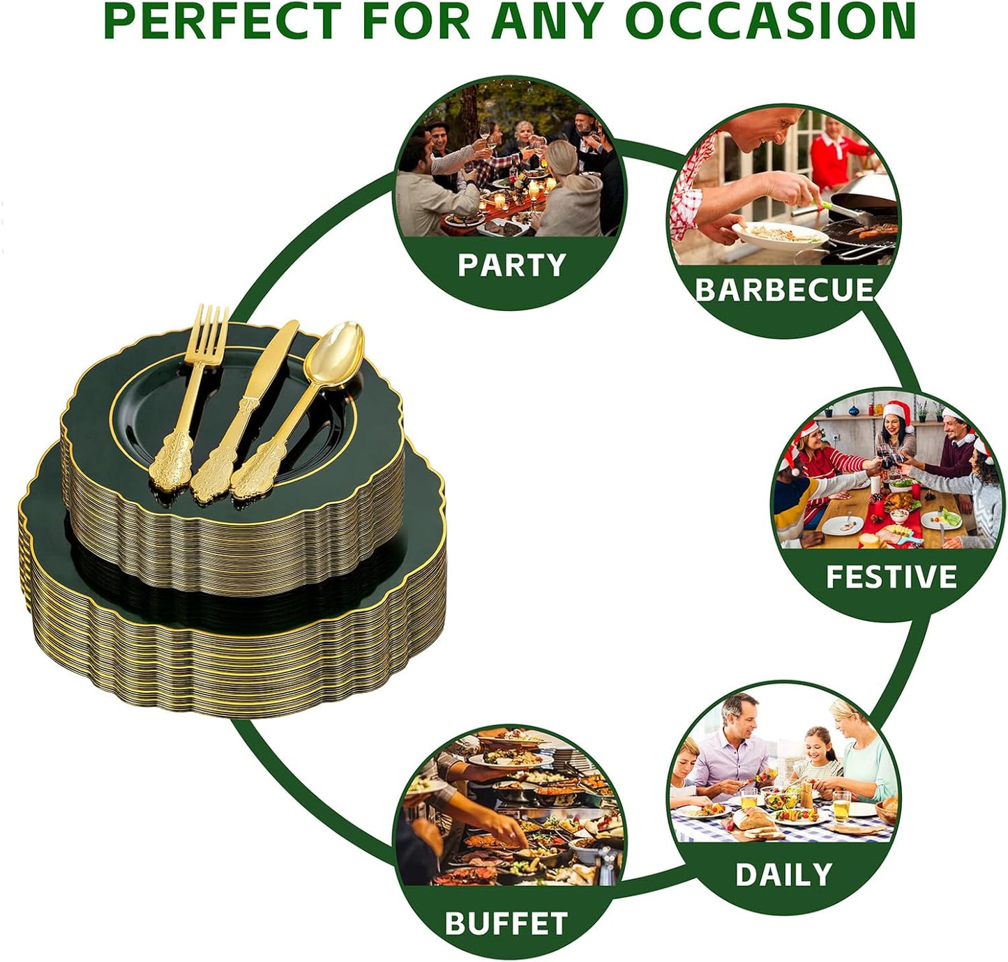 350PCS Yellow Plates - Yellow Disposable Plastic Plates With Gold Rim-50Guest Plastic Dinnerware include 100 Plates,50 Pack Pre Rolled Napkins with Silverware 50Cups for Wedding＆Party