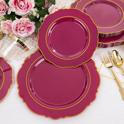 350PCS Yellow Plates - Yellow Disposable Plastic Plates With Gold Rim-50Guest Plastic Dinnerware include 100 Plates,50 Pack Pre Rolled Napkins with Silverware 50Cups for Wedding＆Party
