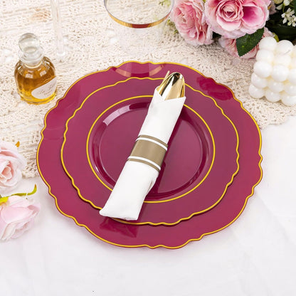 350PCS Yellow Plates - Yellow Disposable Plastic Plates With Gold Rim-50Guest Plastic Dinnerware include 100 Plates,50 Pack Pre Rolled Napkins with Silverware 50Cups for Wedding＆Party