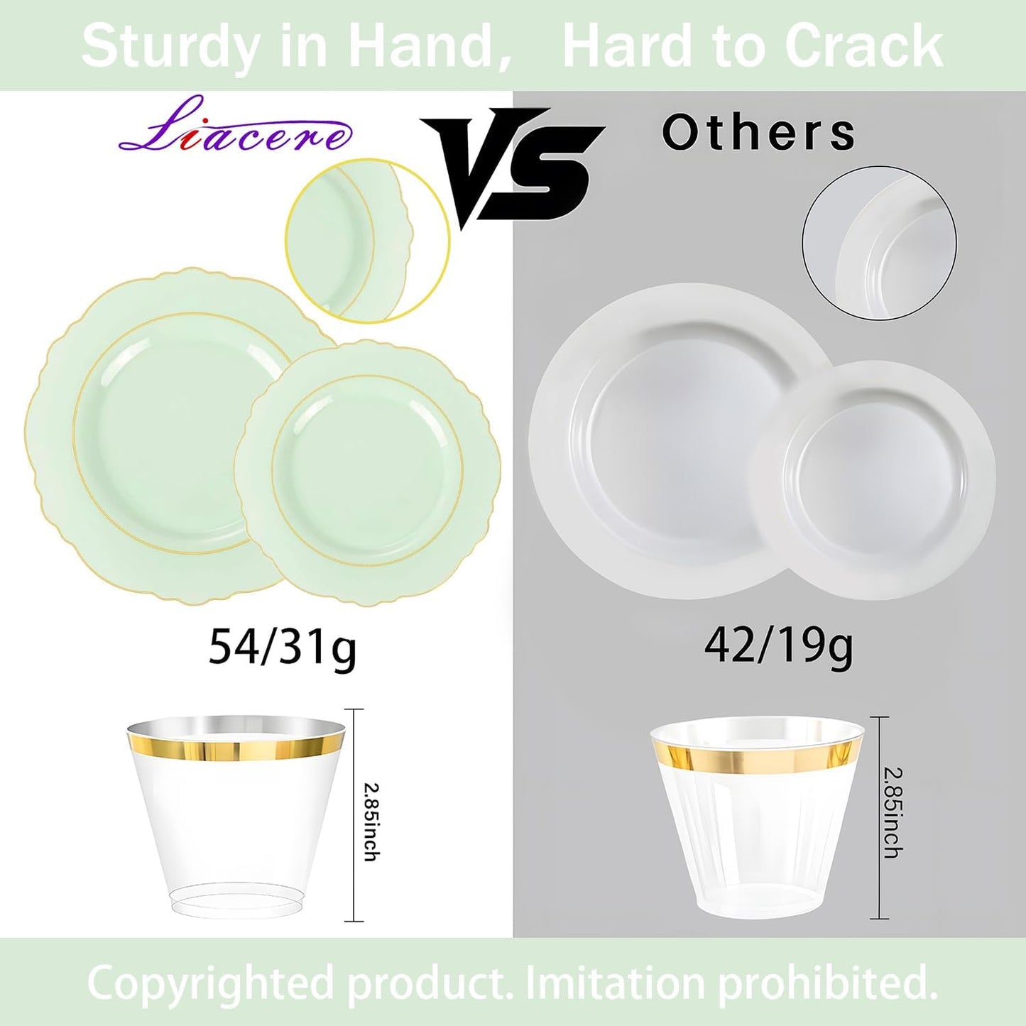 350PCS Yellow Plates - Yellow Disposable Plastic Plates With Gold Rim-50Guest Plastic Dinnerware include 100 Plates,50 Pack Pre Rolled Napkins with Silverware 50Cups for Wedding＆Party