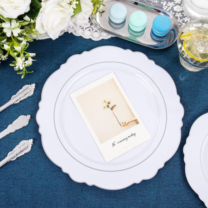 350PCS Yellow Plates - Yellow Disposable Plastic Plates With Gold Rim-50Guest Plastic Dinnerware include 100 Plates,50 Pack Pre Rolled Napkins with Silverware 50Cups for Wedding＆Party