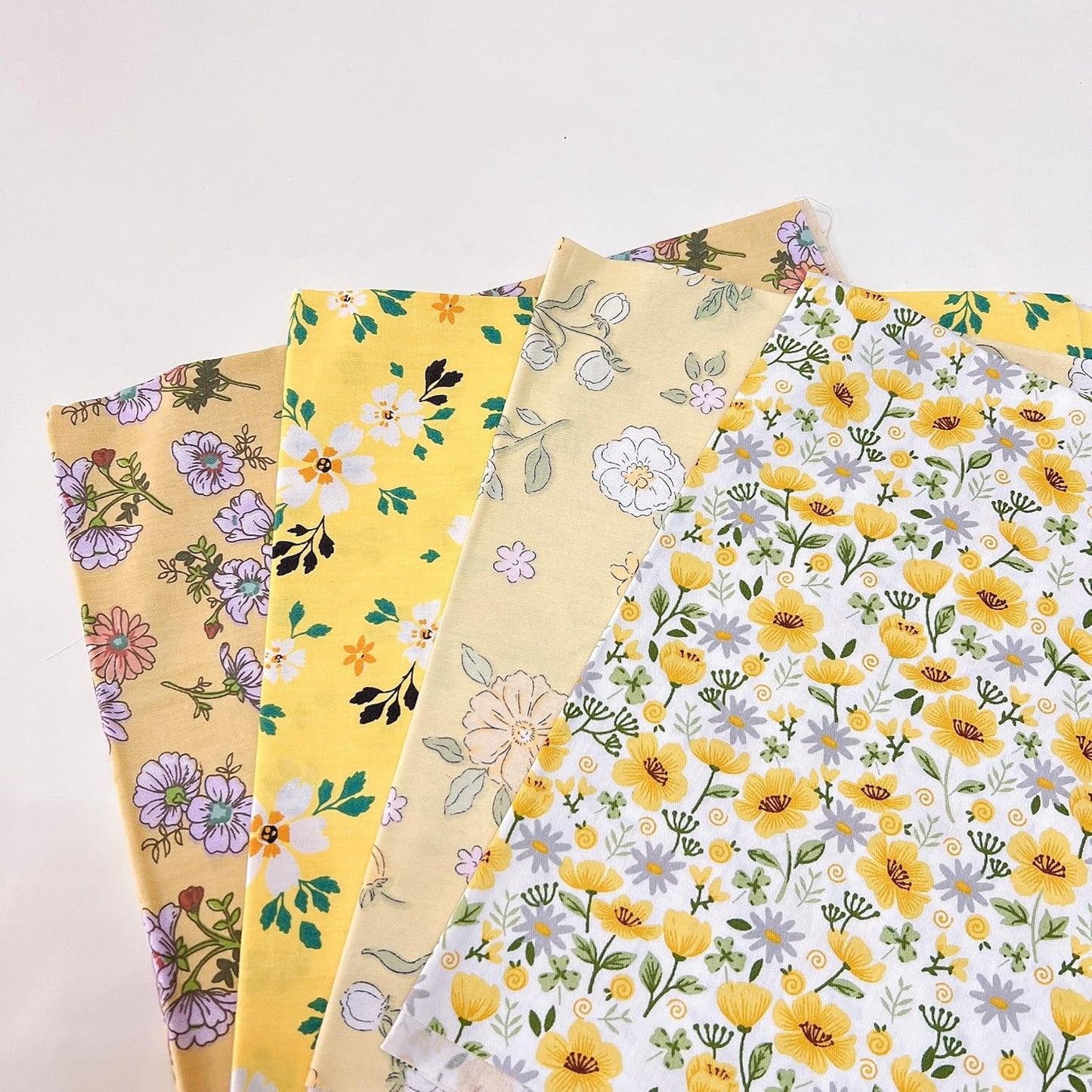 Cotton Fabric DIY Making Supplies Quilting Patchwork Fabric Fat Quarter Bundles DIY for Quilting Cotton Patchwork Cushions (20 x 20 inches, Flower Geometry Yellow)