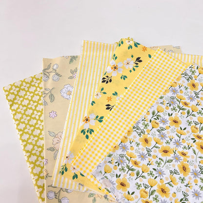 Cotton Fabric DIY Making Supplies Quilting Patchwork Fabric Fat Quarter Bundles DIY for Quilting Cotton Patchwork Cushions (20 x 20 inches, Flower Geometry Yellow)
