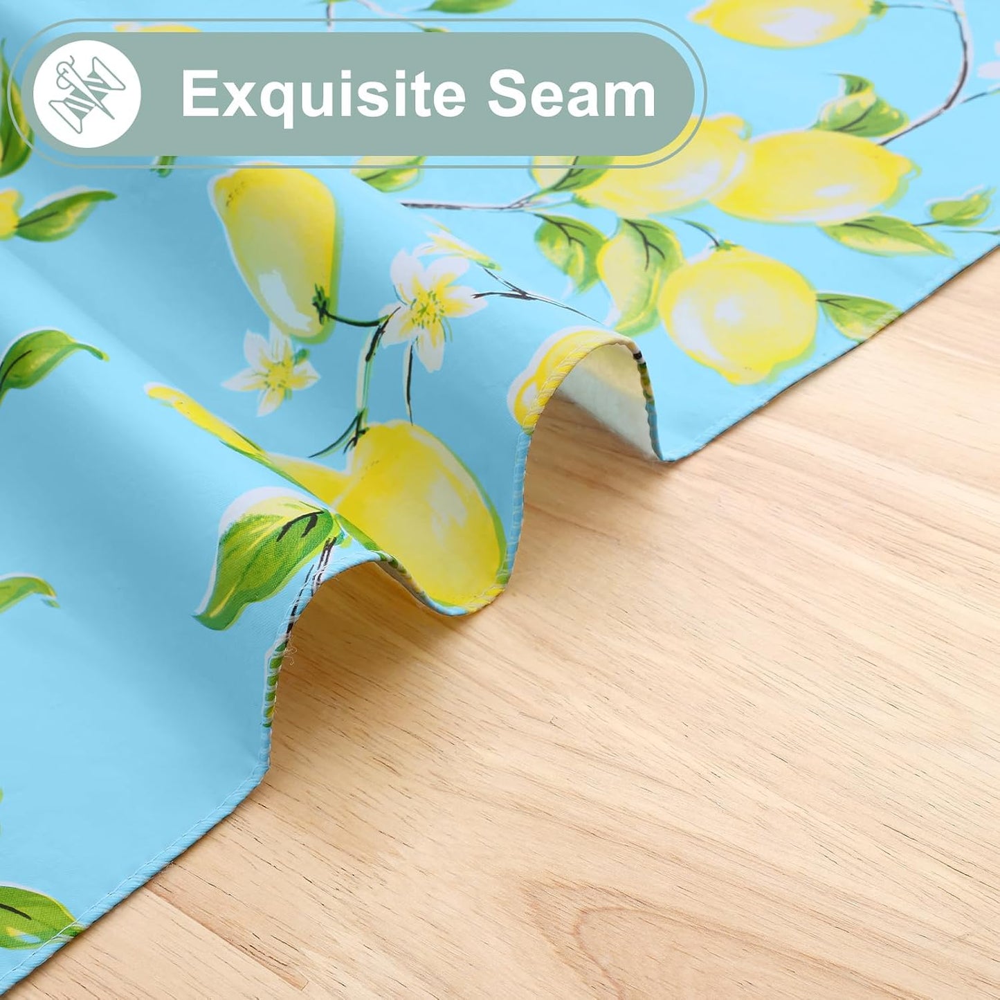 Oval Waterproof Vinyl Table Cloth, Wipeable Tablecloth with Flannel Backing, Plastic Table Cover for Dinner, Picnic, Indoor and Outdoor (Lemon, 52" x 70")