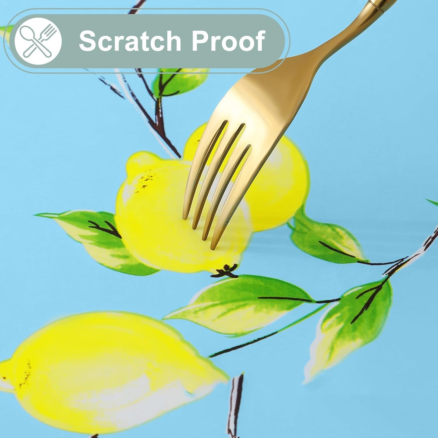 Oval Waterproof Vinyl Table Cloth, Wipeable Tablecloth with Flannel Backing, Plastic Table Cover for Dinner, Picnic, Indoor and Outdoor (Lemon, 52" x 70")