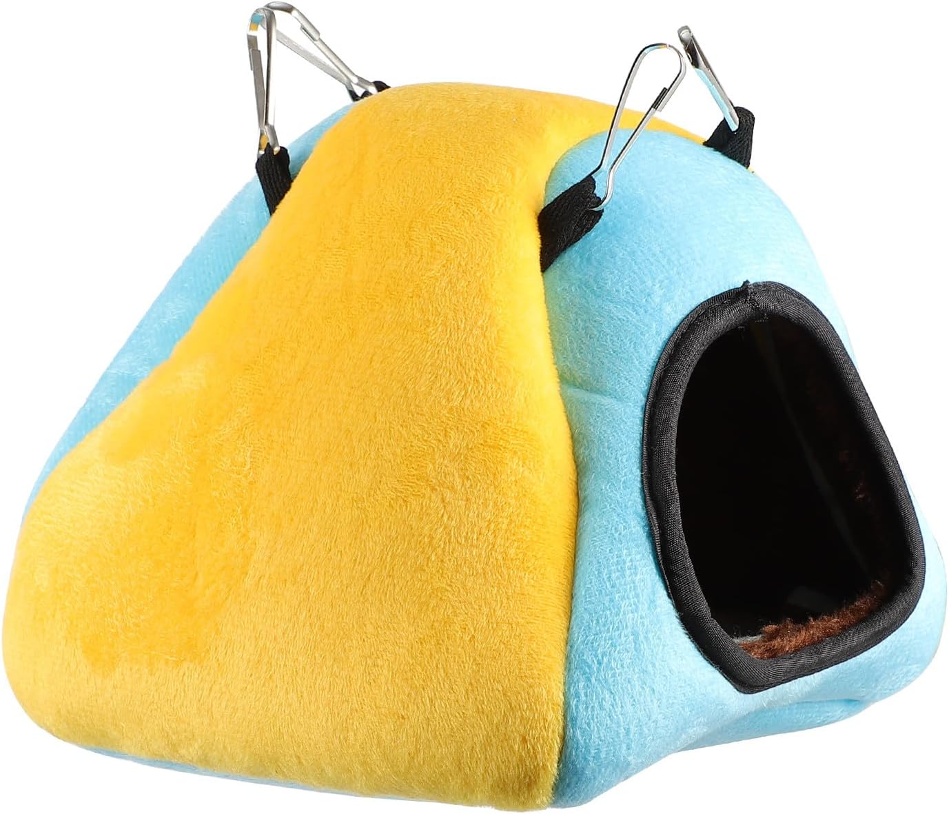 Small Animal Pet Nest Warm Hamster House Bed with Fleece Lining Yellow Insulated Hideout for Guinea Pigs Chinchillas Hedgehogs Winter Bedding