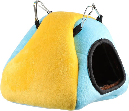 Small Animal Pet Nest Warm Hamster House Bed with Fleece Lining Yellow Insulated Hideout for Guinea Pigs Chinchillas Hedgehogs Winter Bedding