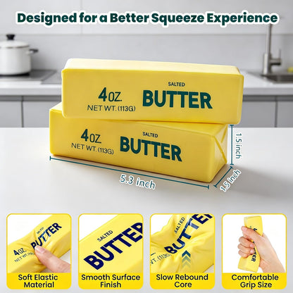 Butter Squishy Slow Rising Squeeze Toys, Yellow, 1PC | Soft Butter Stick Squishy, Fidget Toys and Stress Balls, For Adult, Office Desk Toys, Party Favors & Birthday Gifts
