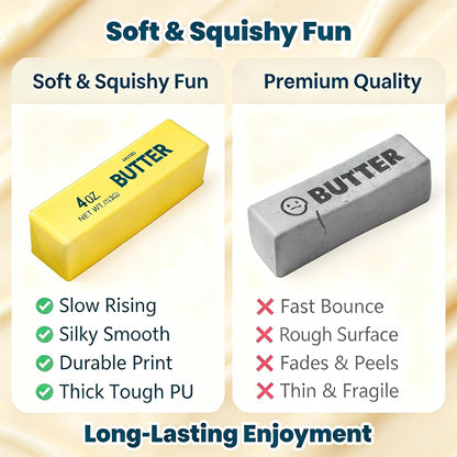 Butter Squishy Slow Rising Squeeze Toys, Yellow, 1PC | Soft Butter Stick Squishy, Fidget Toys and Stress Balls, For Adult, Office Desk Toys, Party Favors & Birthday Gifts