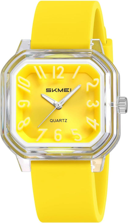 Gosasa Women’s Quartz Watch Big Arabic Numbers Easy to Read Square Watch | Colorful Silicone Strap,Casual Ladies Analog Wrist Watch,30M Water Resistant