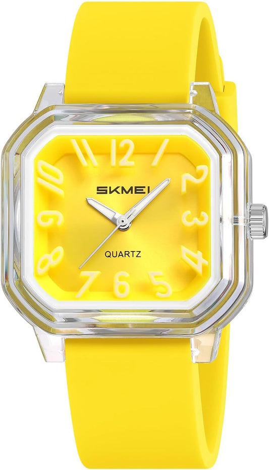 Gosasa Women’s Quartz Watch Big Arabic Numbers Easy to Read Square Watch | Colorful Silicone Strap,Casual Ladies Analog Wrist Watch,30M Water Resistant
