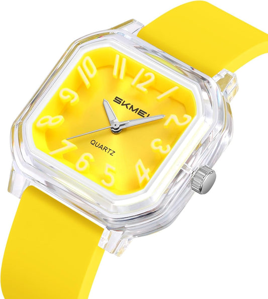 Gosasa Women’s Quartz Watch Big Arabic Numbers Easy to Read Square Watch | Colorful Silicone Strap,Casual Ladies Analog Wrist Watch,30M Water Resistant