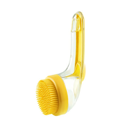 Dog Bath Brush with Shampoo Dispenser Silicone Pet Washing Scrubber & Massage Comb with Extended Handle, Soft Thick or Fine Bristles Grooming Supplies for Dogs & Cats