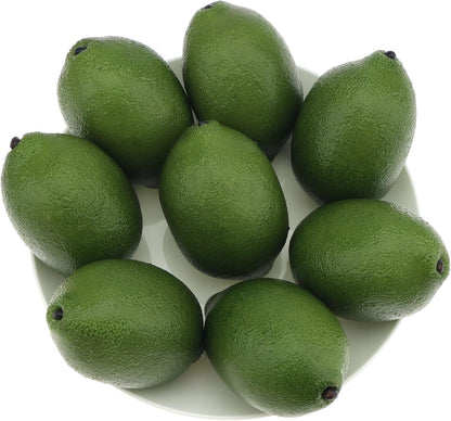 8pcs Artificial Lifelike Simulation Green Lemon Decoration Fake Fruit House Kitchen Party Decorative Props