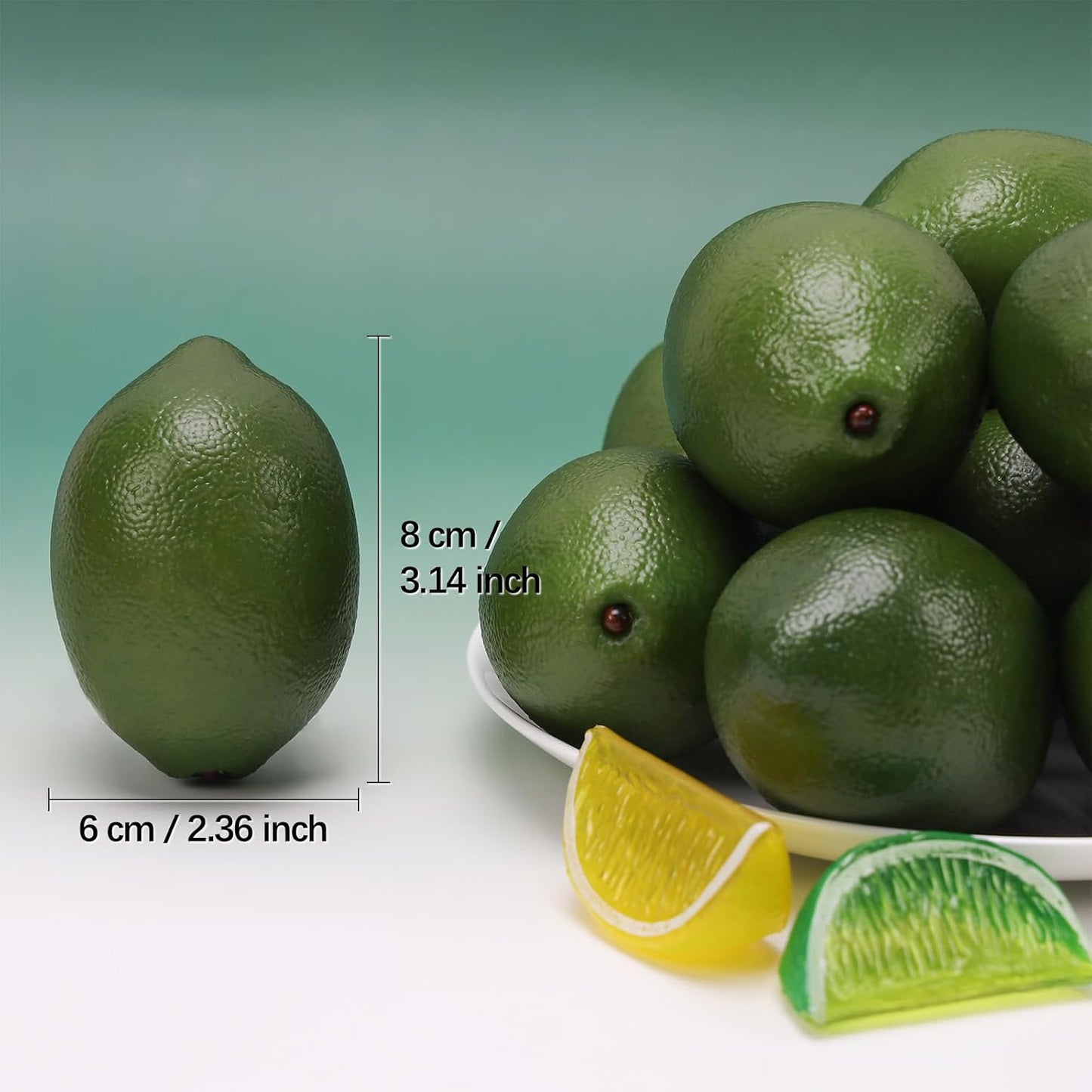 8pcs Artificial Lifelike Simulation Green Lemon Decoration Fake Fruit House Kitchen Party Decorative Props
