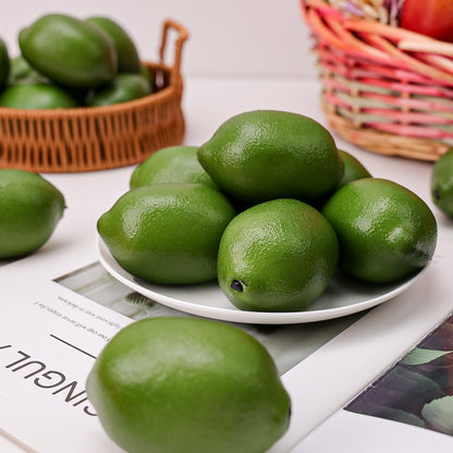 8pcs Artificial Lifelike Simulation Green Lemon Decoration Fake Fruit House Kitchen Party Decorative Props