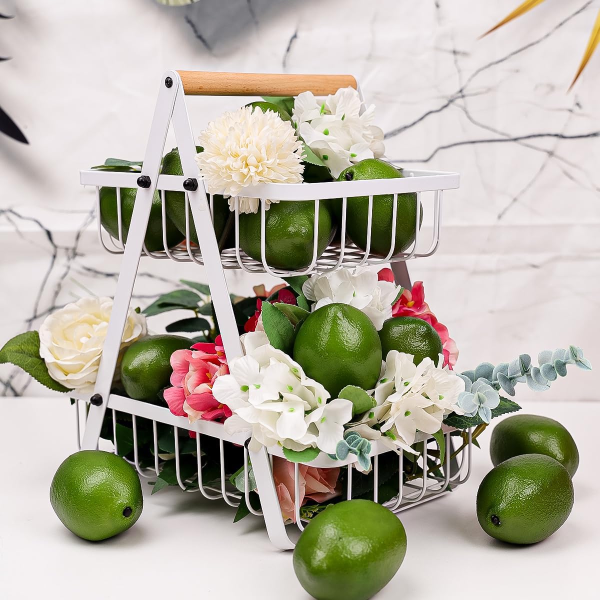 8pcs Artificial Lifelike Simulation Green Lemon Decoration Fake Fruit House Kitchen Party Decorative Props