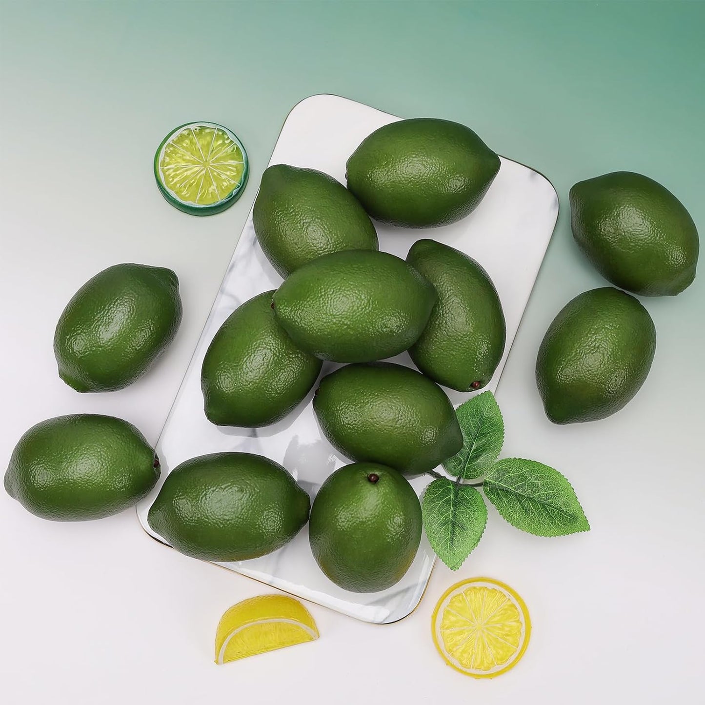 8pcs Artificial Lifelike Simulation Green Lemon Decoration Fake Fruit House Kitchen Party Decorative Props