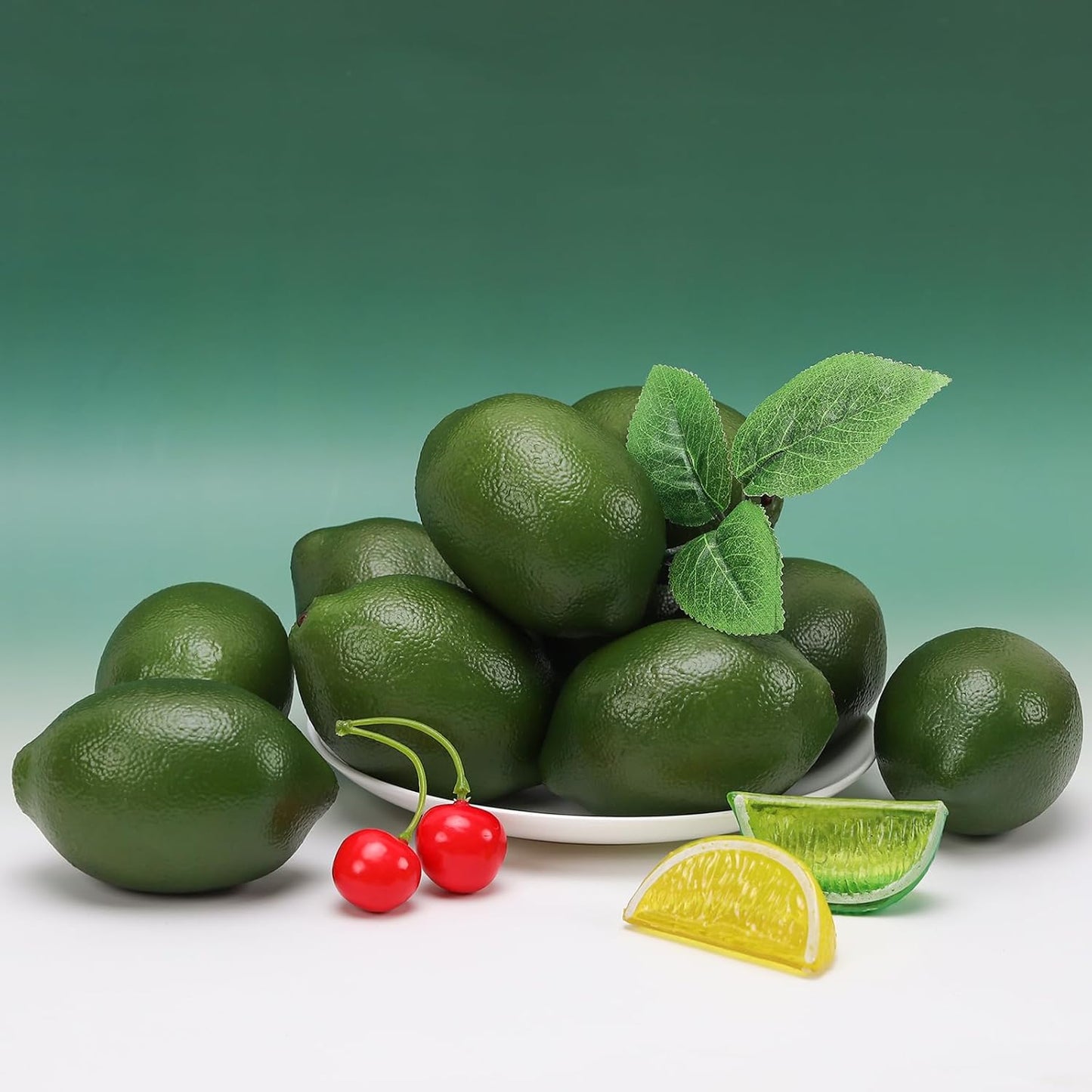 8pcs Artificial Lifelike Simulation Green Lemon Decoration Fake Fruit House Kitchen Party Decorative Props