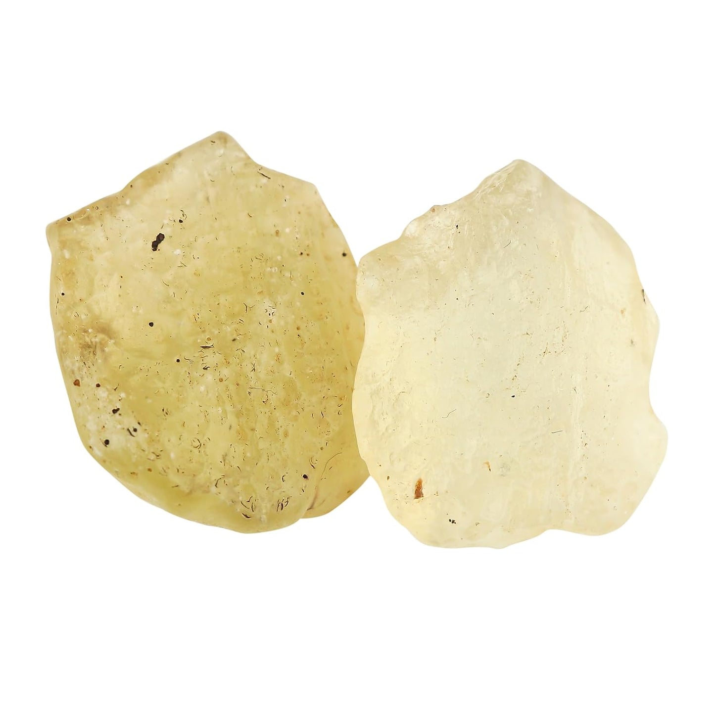 (8gm) (2pcs) Raw Libyan Desert Glass/Natural Golden Tektite, Rare Loose Gemstone Wholesale Bulk Rough Jewelry Making Supply, Wire Wrapping, DIY, Gem Collectibles (16-22mm)
