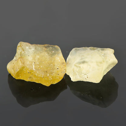 (8gm) (2pcs) Raw Libyan Desert Glass/Natural Golden Tektite, Rare Loose Gemstone Wholesale Bulk Rough Jewelry Making Supply, Wire Wrapping, DIY, Gem Collectibles (16-22mm)