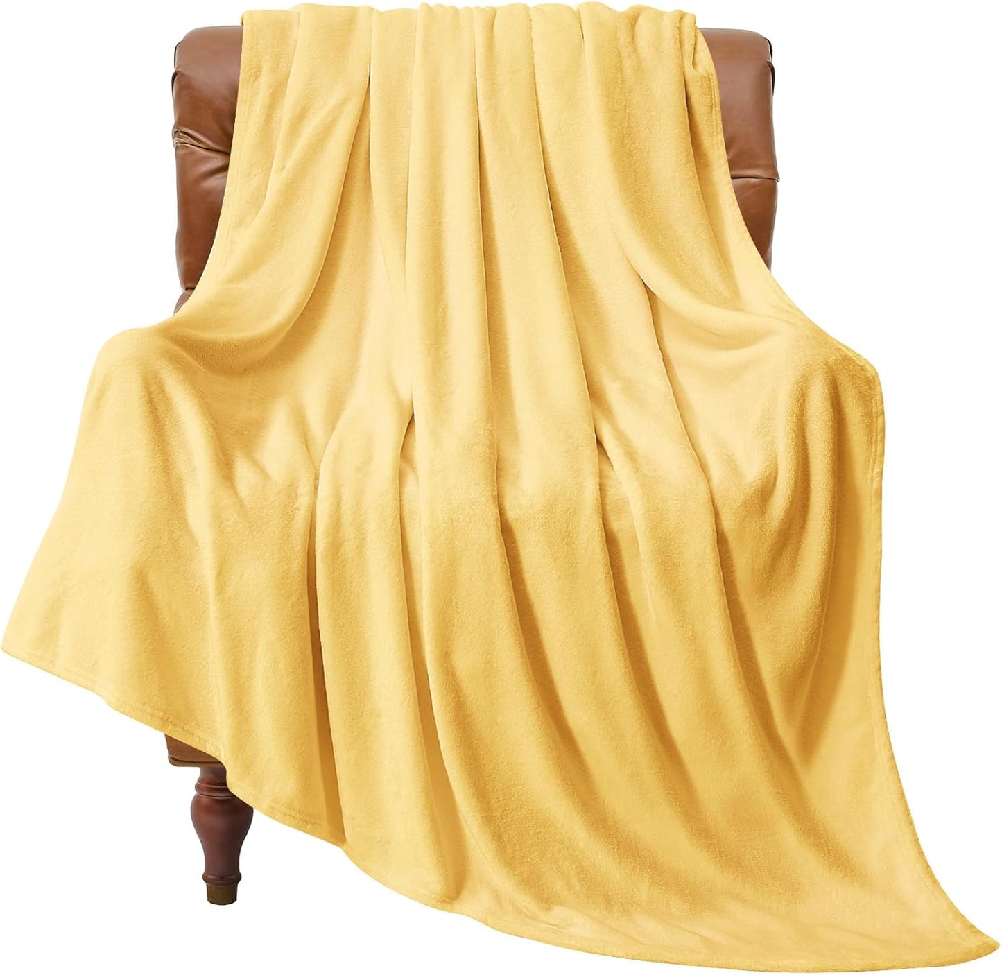 Fleece Blanket Soft Plush Twin Size Blanket Cream Yellow 60"x80" | Ultra Soft Fleece, Plush Microfiber, Lightweight Warmth, All Season Comfort, Fade Resistant, Machine Washable, Couch Sofa Bed
