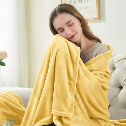 Fleece Blanket Soft Plush Twin Size Blanket Cream Yellow 60"x80" | Ultra Soft Fleece, Plush Microfiber, Lightweight Warmth, All Season Comfort, Fade Resistant, Machine Washable, Couch Sofa Bed