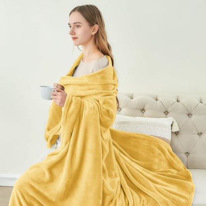 Fleece Blanket Soft Plush Twin Size Blanket Cream Yellow 60"x80" | Ultra Soft Fleece, Plush Microfiber, Lightweight Warmth, All Season Comfort, Fade Resistant, Machine Washable, Couch Sofa Bed