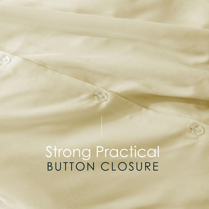 Vanilla Yellow Duvet Cover Full Size 3 Piece Set | Soft Double Brushed Bedding Set, Button Closure, 1 Duvet Cover 80x90 Inches, 2 Pillow Shams