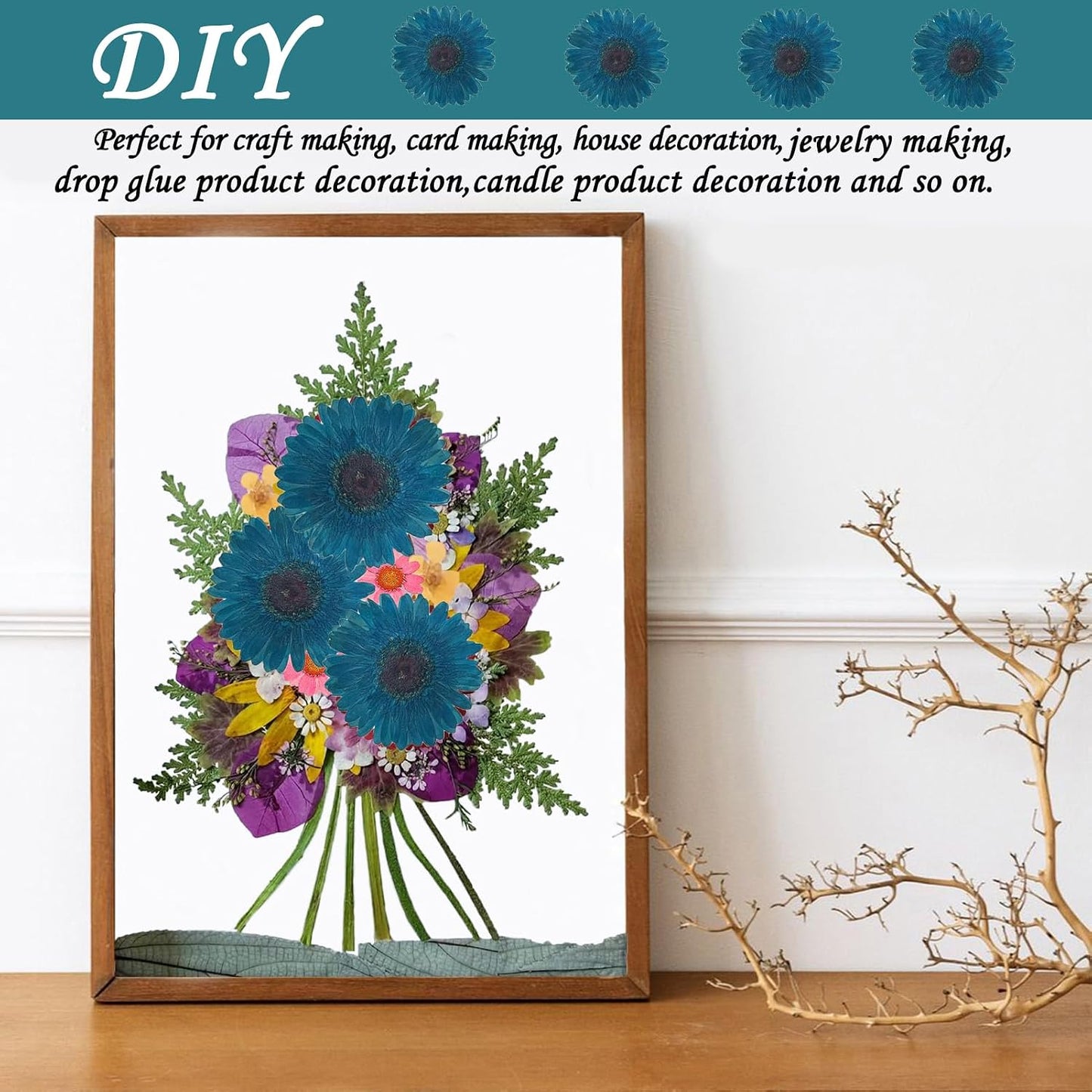 Large Size Golden Yellow Dried Sunflowers for Crafts Embellishment, Natural Real Pressed African Daisy for Resin DIY Jewellery Candle Making Phone Case Home Wedding Decor (3.14-3.54IN)