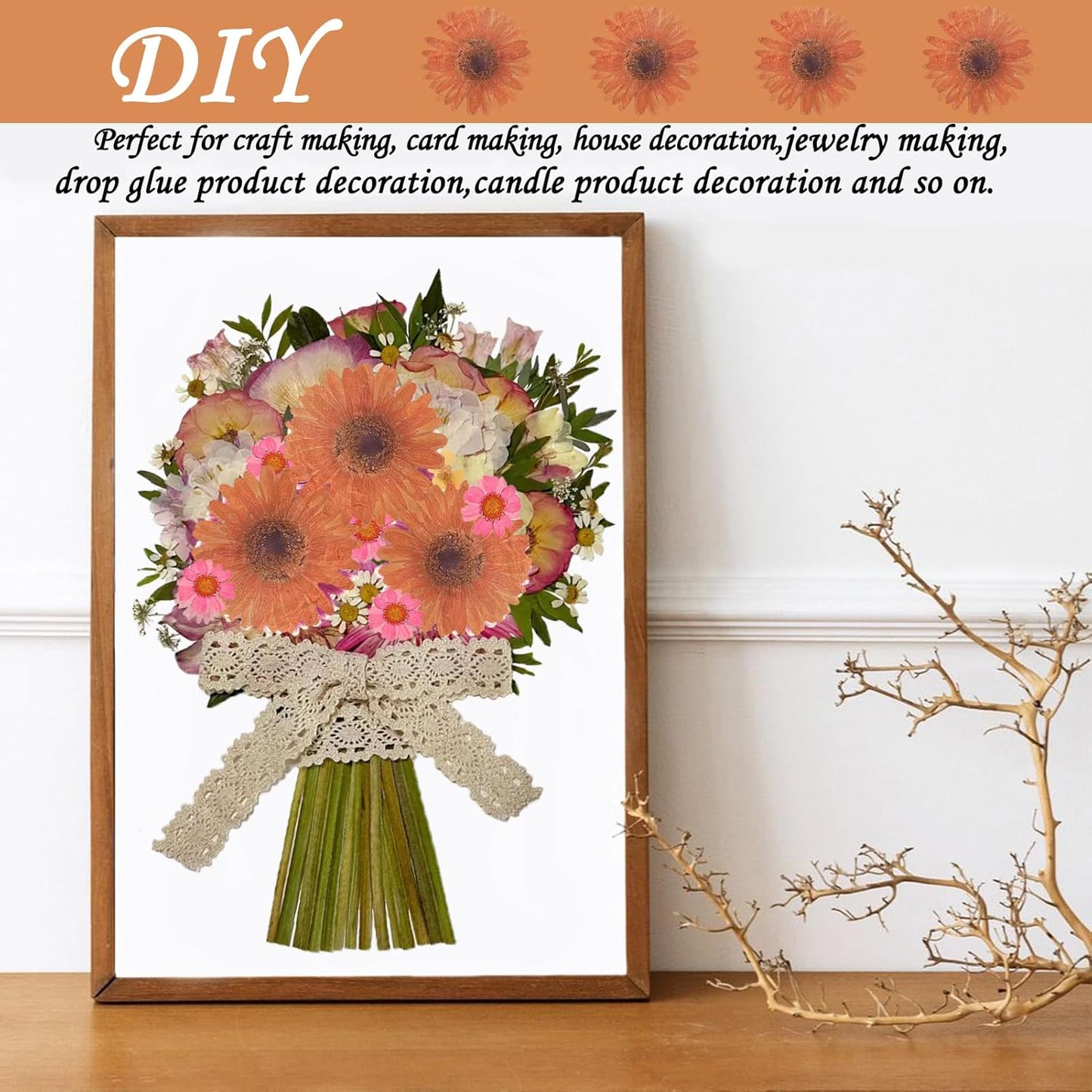 Large Size Golden Yellow Dried Sunflowers for Crafts Embellishment, Natural Real Pressed African Daisy for Resin DIY Jewellery Candle Making Phone Case Home Wedding Decor (3.14-3.54IN)