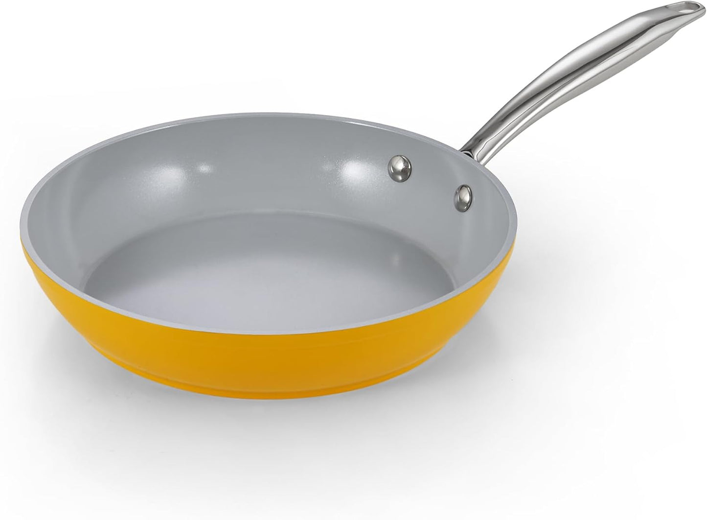 Classic 9.5 Inch Ceramic Nonstick Frying Pan, Cookware Skillet Egg & Omelet Pan, Induction, Yellow